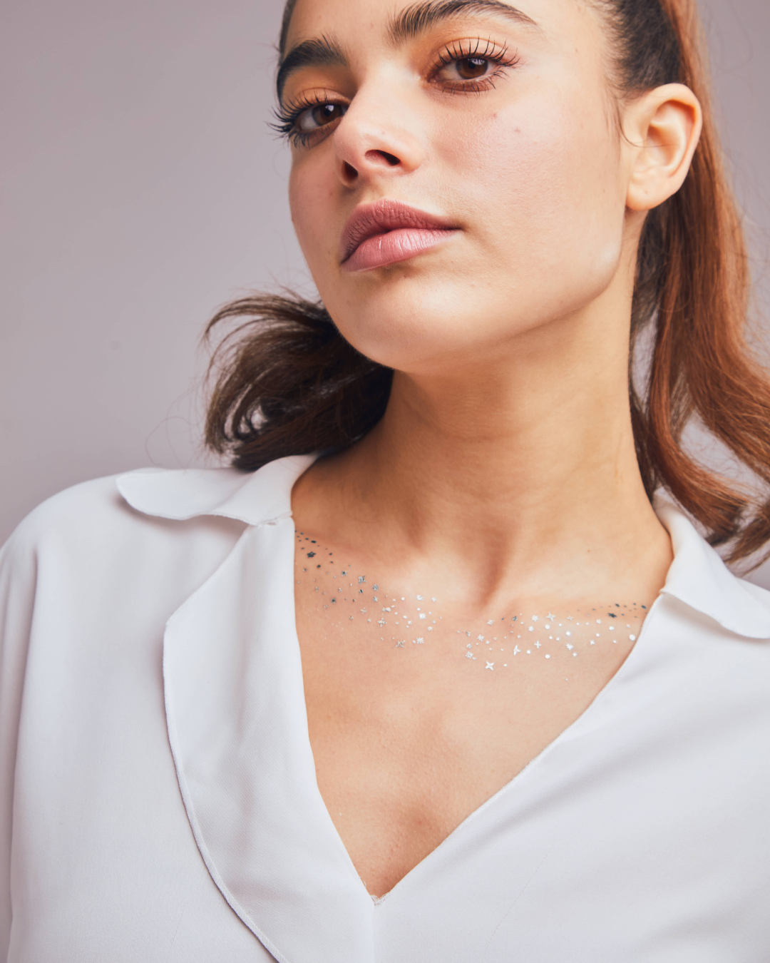 Silver Decolletage Glitter Makeup Patches