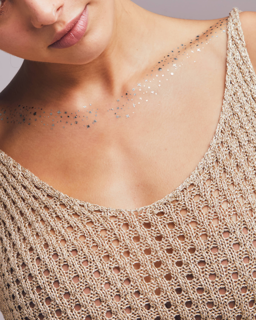 Silver Decolletage Glitter Makeup Patches