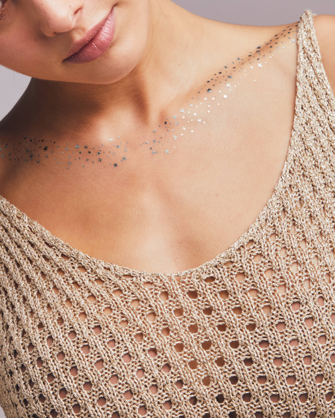 Silver Decolletage Glitter Makeup Patches